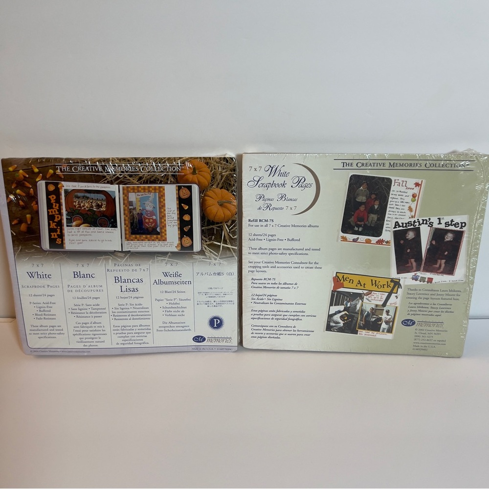 CREATIVE MEMORIES 2 7x7 White Scrapbook Pages Refill 12 Sheets / 24 Pages